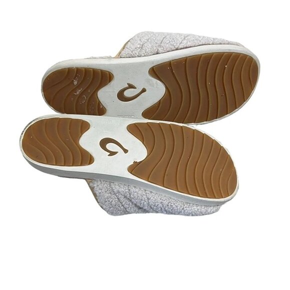 Olukai pupu mua slippers fuzzy white soft cozy women's sz 11 - Picture 8 of 9